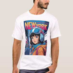 ガールおもしろいヴィンテージポストカードニューヨークUSA Tシャツ