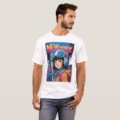 ガールおもしろいヴィンテージポストカードニューヨークUSA Tシャツ (正面フル)