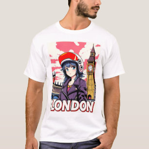 ガールおもしろいヴィンテージポストカードロンドン Tシャツ