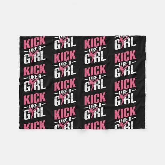 ガールおもしろい武術アーツガールカラートガール フリースブランケット (正面(横))