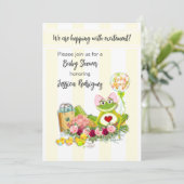 ガールお洒落カエル赤ちゃんシャワー招待状 招待状 (スタンド正面)