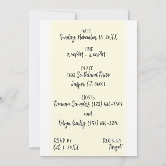 ガールお洒落カエル赤ちゃんシャワー招待状 招待状 (裏面)