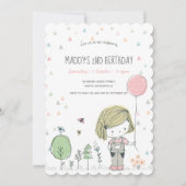 ガールお洒落キッズトドラーズ誕生日招待状 招待状 (正面)