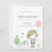 ガールお洒落キッズトドラーズ誕生日招待状 招待状 (正面)