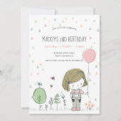 ガールお洒落キッズトドラーズ誕生日招待状 招待状 (正面)