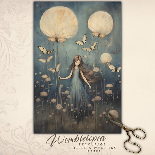 ガールお洒落ダンデヨンと蝶のデコパージュ 薄葉紙