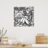 ガールかわいらしズ読秋カラーリングページ白黒 ポスター (キッチン)