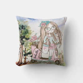 ガールかわいらしボスオンスクーターパーソナライズされた名 クッション