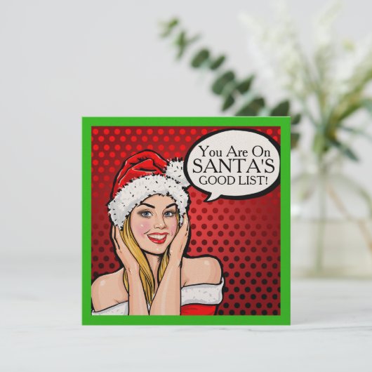 ガールかわいらしレトロアポップ・アートのートクリスマス招待状 招待状 (スタンド正面)