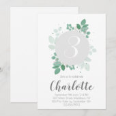 ガールかわいらし誕生日フローラ月桂樹 招待状 (正面/裏面)