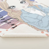 ガールかわいらし赤面花ハートと水玉模様 シェルパブランケット (3/4)