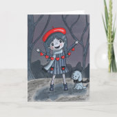 ガールとハートガーランドキッズバレンタインデーカード シーズンカード (正面)