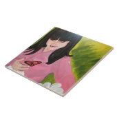 ガールと彼女の蝶のタイル タイル (側面)