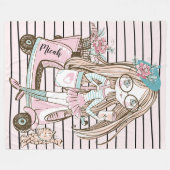 ガールと猫とスクーターの女の子のための毛布 フリースブランケット (正面(横))