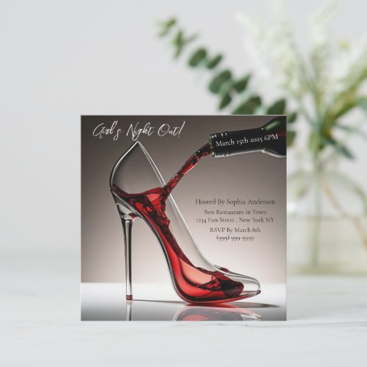 ガールの夜の外出 - ワインのヒール 招待状 (スタンド正面)