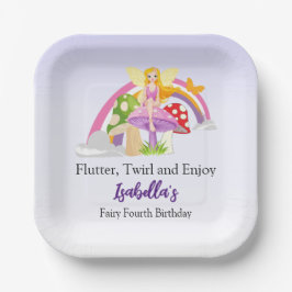 ガールの妖精のキノコの虹の誕生日 ペーパープレート