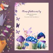 ガールの妖精パープルキノコバタフライ誕生日 招待状