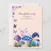 ガールの妖精パープルキノコバタフライ誕生日 招待状 (裏面)