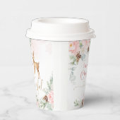 ガールの最初の誕生日の冬の鹿赤面ピンク 紙コップ (右)