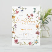 ガールの水彩ワイルドフラワーの誕生日招待状 招待状 (スタンド正面)