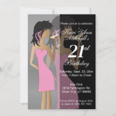 ガールの誕生日パーティーまたは独身最後の祭り 招待状 (正面)