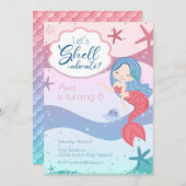 ガールの誕生日- Mermaid Shells -招待状 招待状 (正面/裏面)