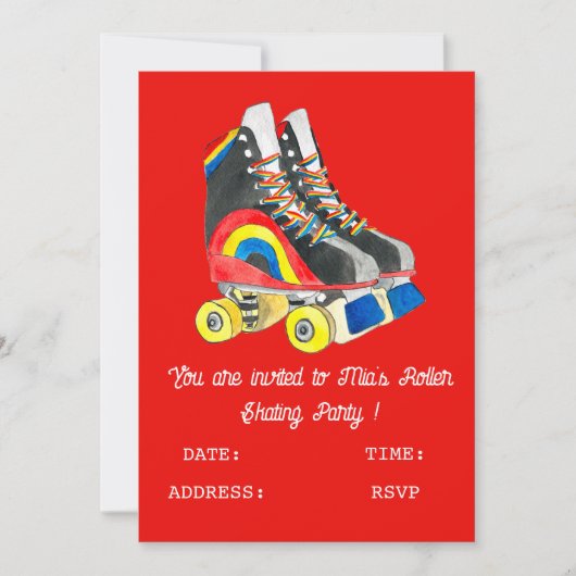 ガールまたはロー10代のラースケートで滑るパーティの招待状 招待状 (正面)