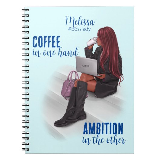 ガールやる気を起こさせるボスブルースパイラルフォトノートブック ノートブック (正面)