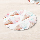 ガールアイスクリーム誕生日パーティー ペーパーコースター (アングル)