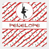 ガールアイススケートで滑るクリスマス散水パーソナライズされた スクエアシール (正面)