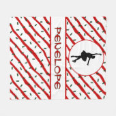 ガールアイススケートで滑るクリスマス散水パーソナライズされた フリースブランケット (正面(横))