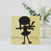 ガールアイススケートで滑るパーティー誕生日招待状 招待状 (スタンド正面)