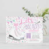 ガールアイススケートで滑る招待状アイススケートで滑るパーティーピンク 招待状 (スタンド正面)