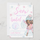 ガールアイススケートで滑る誕生日 招待状 (正面)