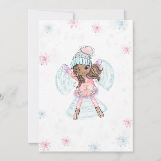 ガールアイススケートで滑る誕生日 招待状 (裏面)