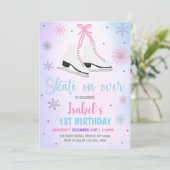 ガールアイススケートで滑る誕生日 招待状 (スタンド正面)