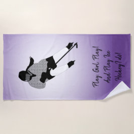 ガールアイスホッケープレーヤー ビーチタオル