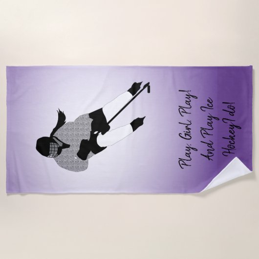 ガールアイスホッケープレーヤー ビーチタオル (正面)