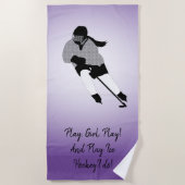 ガールアイスホッケープレーヤー ビーチタオル (正面)