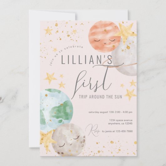 ガールアウタースペースファースト誕生日 招待状 (正面)