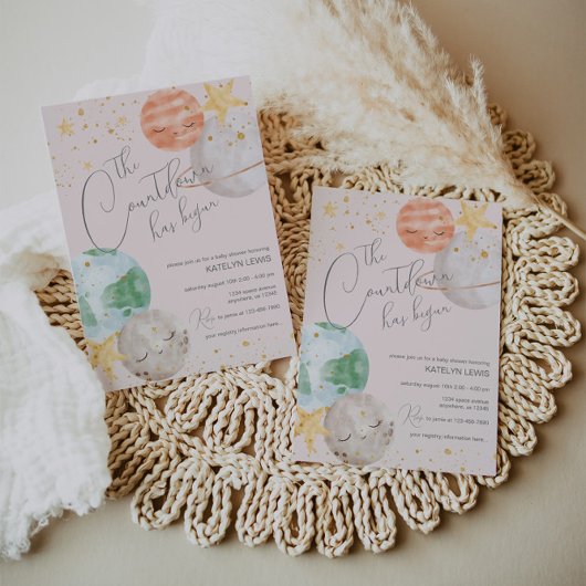 ガールアウタースペースベビーシャワー招待状 招待状