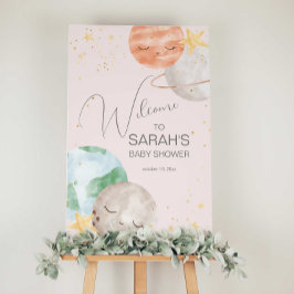 ガールアウタースペースベビーシャワー歓迎サイン ポスター