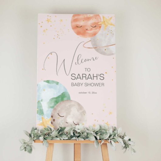 ガールアウタースペースベビーシャワー歓迎サイン ポスター