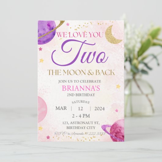 ガールアウタースペース2ndピンクツーザムーン誕生日 招待状 (スタンド正面)