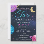 ガールアウタースペース2nd誕生日2月ピンク 招待状 (正面)