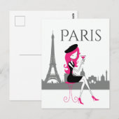 ガールアットアアカフェインパリシックエッフェルタワー ポストカード (正面/裏面)