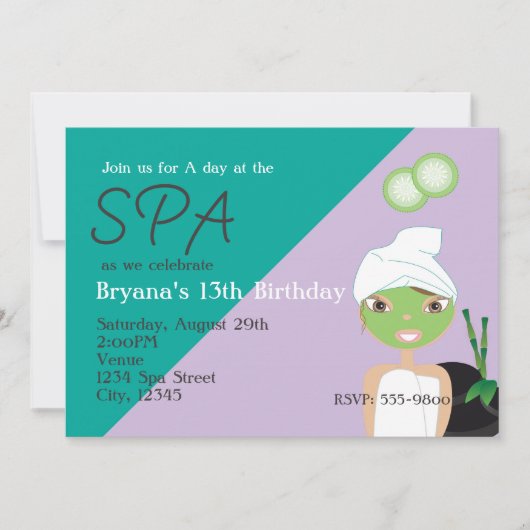 ガールアットザスパ美しい誕生日パーティー招待状 招待状 (正面)