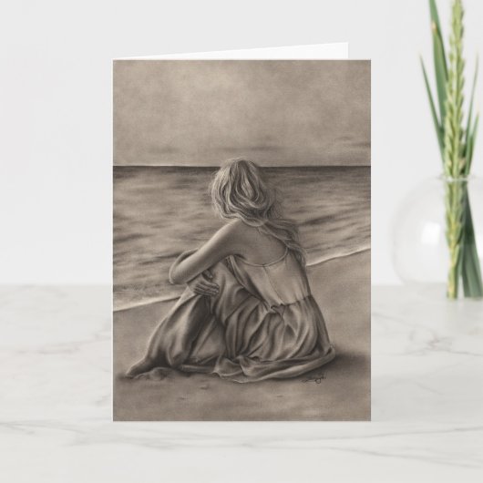 ガールアットビーチグリーティングカード カード (正面)