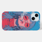 ガールアニメブルーとレッドイラストレーション煙 Case-Mate iPhoneケース (裏面 (横))