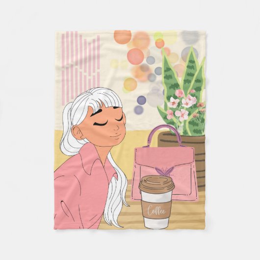 ガールアニメ，コーヒープレース フリースブランケット (正面)